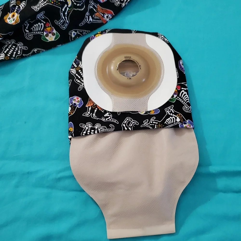 Hand Crafted Ostomy/Iliostomy bag cover w/matching reversible face mask